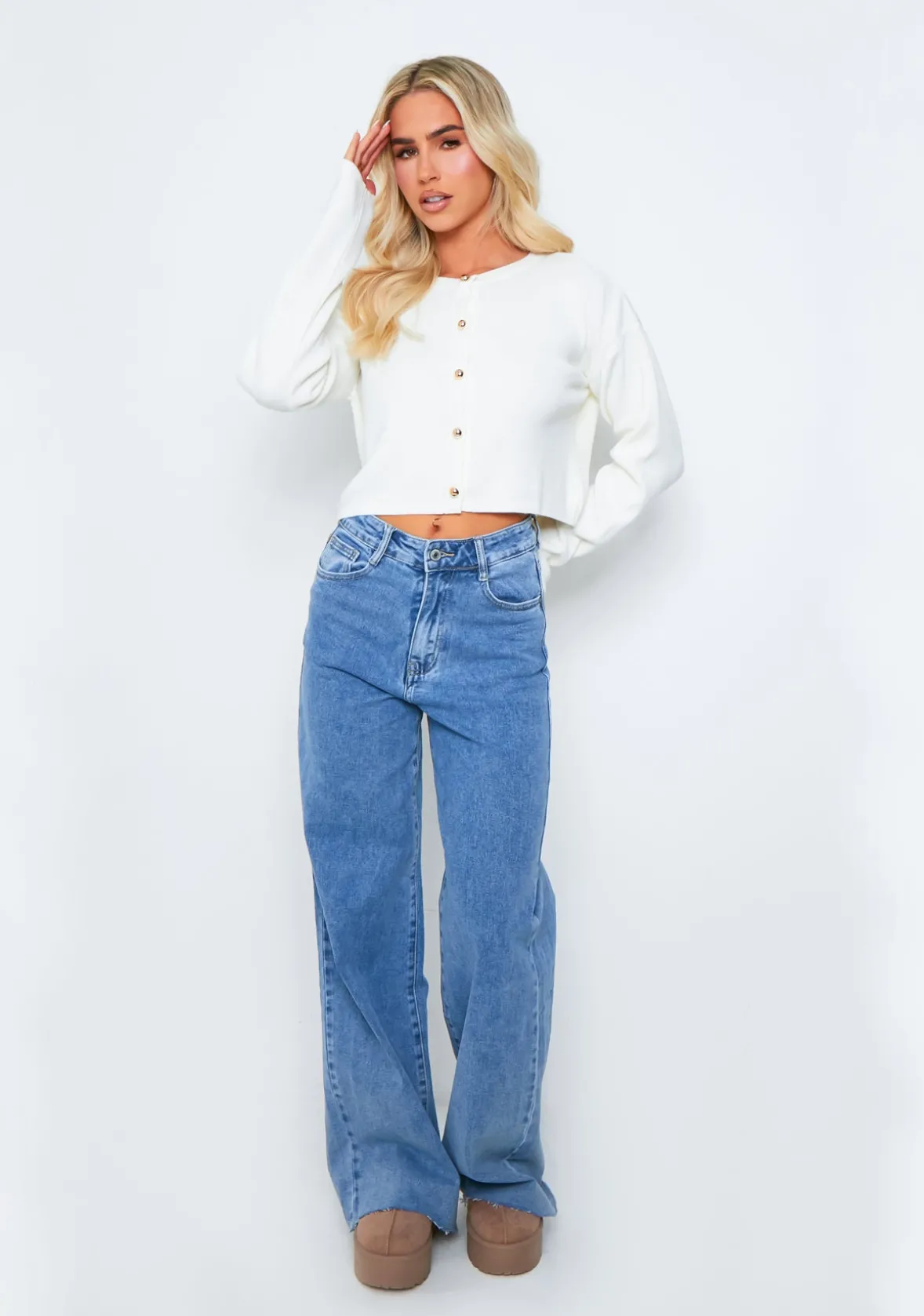 Abbey Cream Long Sleeve Knitted Cardigan
