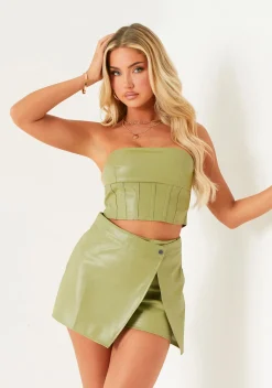 Aiyana Green Faux Leather Corset Top