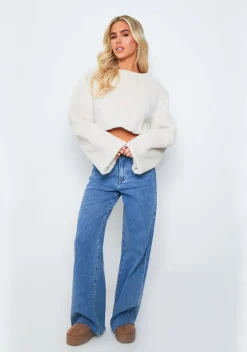Alana Cream Cropped Faux Fur Jumper