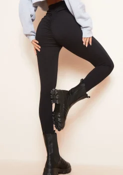 Alaya Black Ruched Bum Thick Jersey Leggings