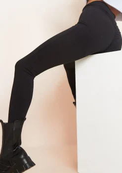 Alaya Black Ruched Bum Thick Jersey Leggings