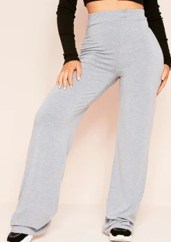 Aleena Grey Wide Leg Jersey Trousers