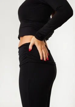 Alena Black Fold Over Yoga Pants