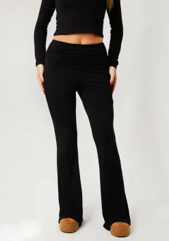 Alena Black Fold Over Yoga Pants