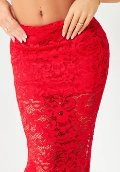 Alice Red Lace Maxi Skirt