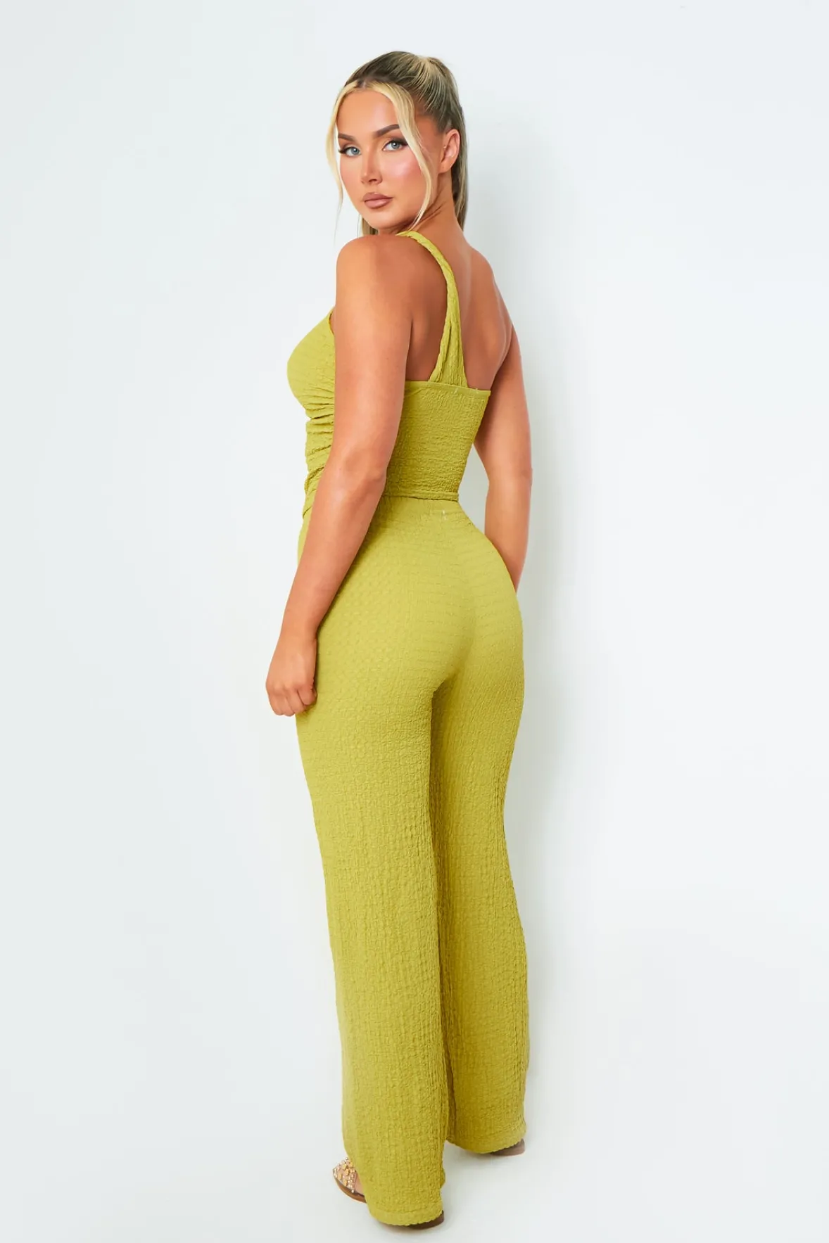Alisha Olive Sleeveless One Shoulder Top