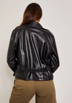 Alix Black Cropped PU Trench Jacket