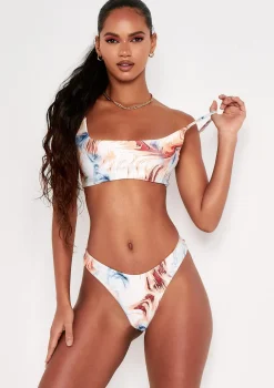 Aliyah Multi Swirl Print Strappy Bikini Top