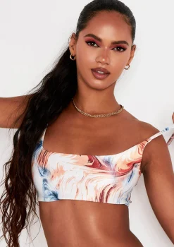 Aliyah Multi Swirl Print Strappy Bikini Top