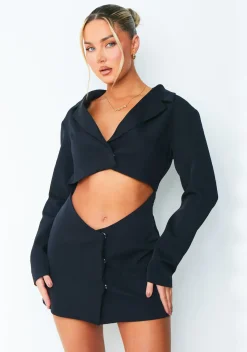Aliyah Navy Cut Out Blazer Dress