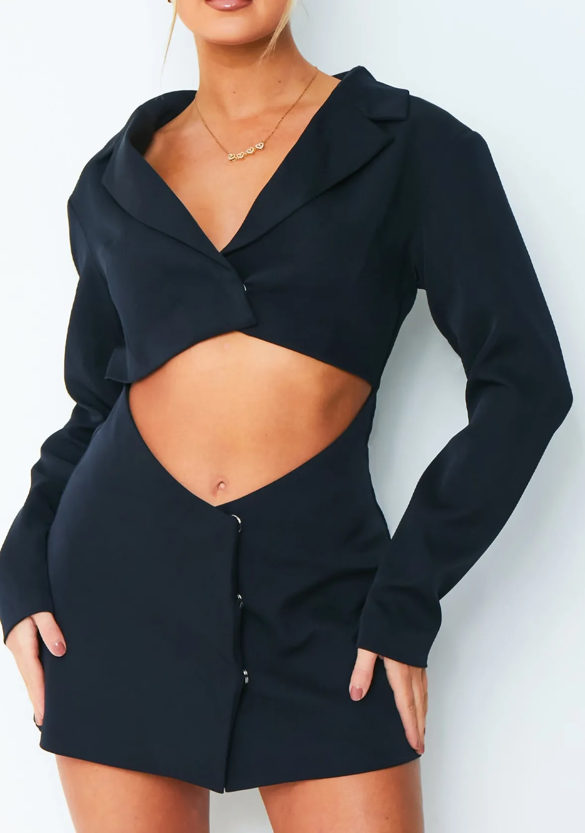 Aliyah Navy Cut Out Blazer Dress
