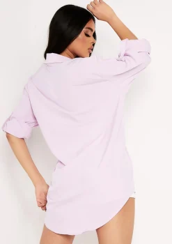Aliza Lilac Oversized Button Up Shirt