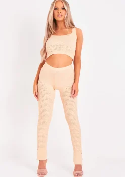 Alma Beige Fine Knit Leggings