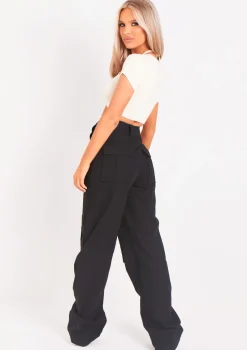 Amaia Black High Waisted Cargo Trousers