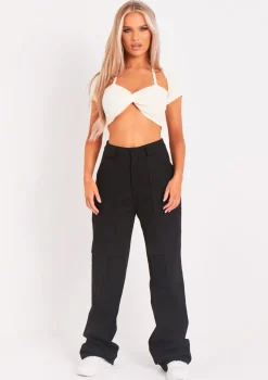 Amaia Black High Waisted Cargo Trousers