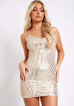 Amara Gold Low Back Sequin Mini Dress