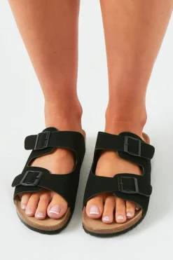 Amy Black Double Buckle Sandals