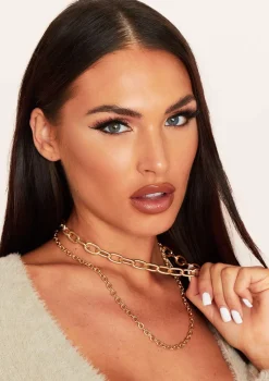 Amy Gold Chunky Double Chain Necklace