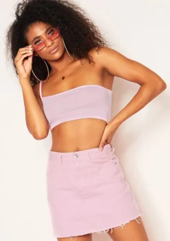 Andi Pink One Shoulder Jersey Crop Top