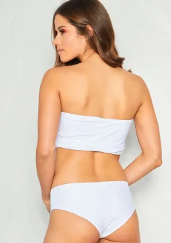 Andrea White Ruched Bandeau Bikini