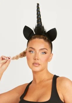 Angelica Black Unicorn Headband