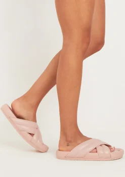 Angelina Pink Crossover Flat Sandals