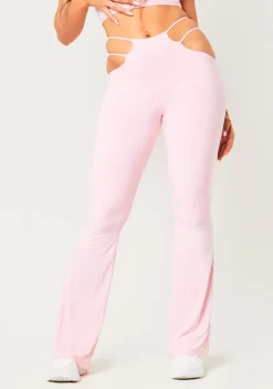 Ashleen Pink Double Layer Slinky Cut Out Trousers
