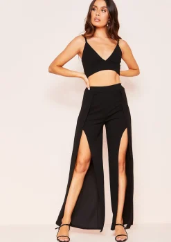 Ashley Black Bralet Split Trouser Co-ord Set