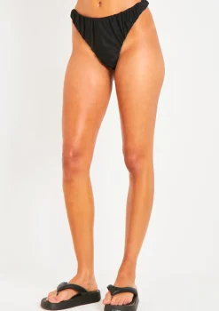 Aston Black Ruched Bikini Thong