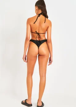 Aston Black Ruched Bikini Thong
