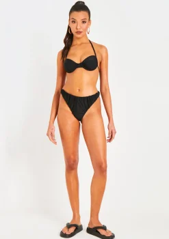 Aston Black Ruched Bikini Thong