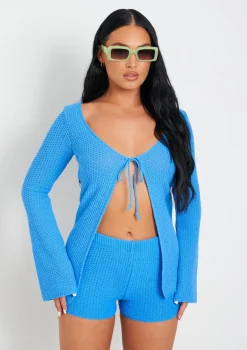 Athena Blue Crochet Knit Short