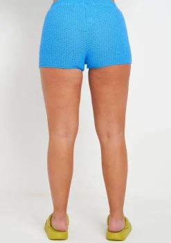 Athena Blue Crochet Knit Short