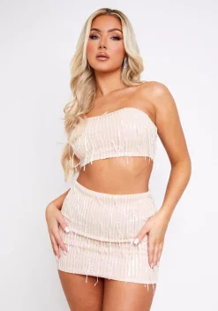 Athena Gold Tassel Sequin Bandeau Top