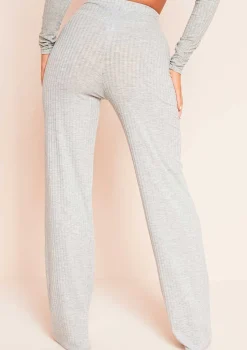 Aubrey Grey Mix & Match Ribbed Lounge Wide Leg Trousers