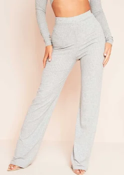 Aubrey Grey Mix & Match Ribbed Lounge Wide Leg Trousers