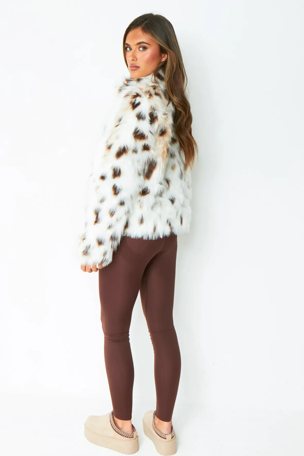 Ava Cream Leopard Print Faux Fur Coat