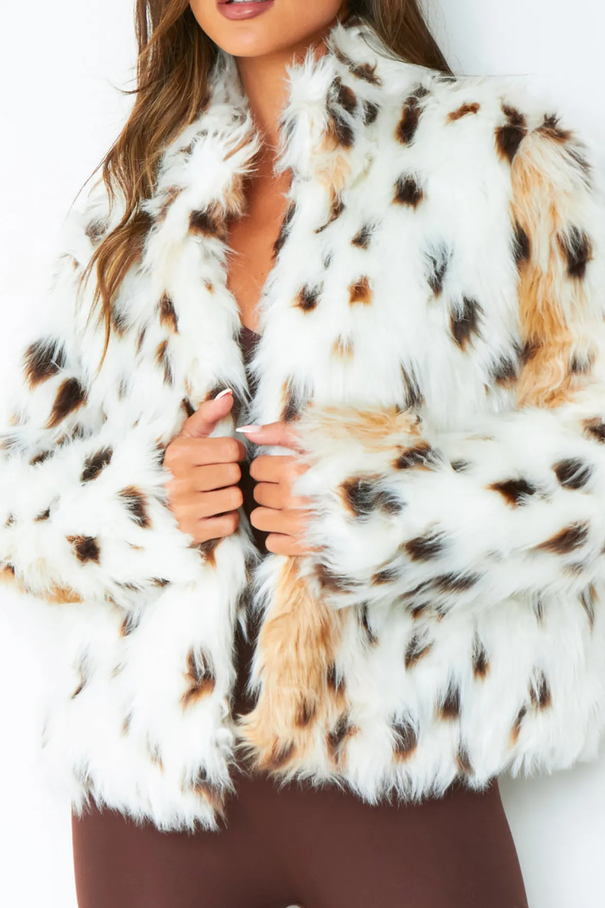 Ava Cream Leopard Print Faux Fur Coat