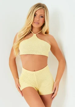 Ava Yellow Knitted Halter Neck Top