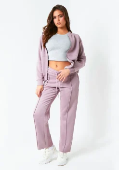 Bailey Mauve Purple Seam Detail Wide Leg Joggers