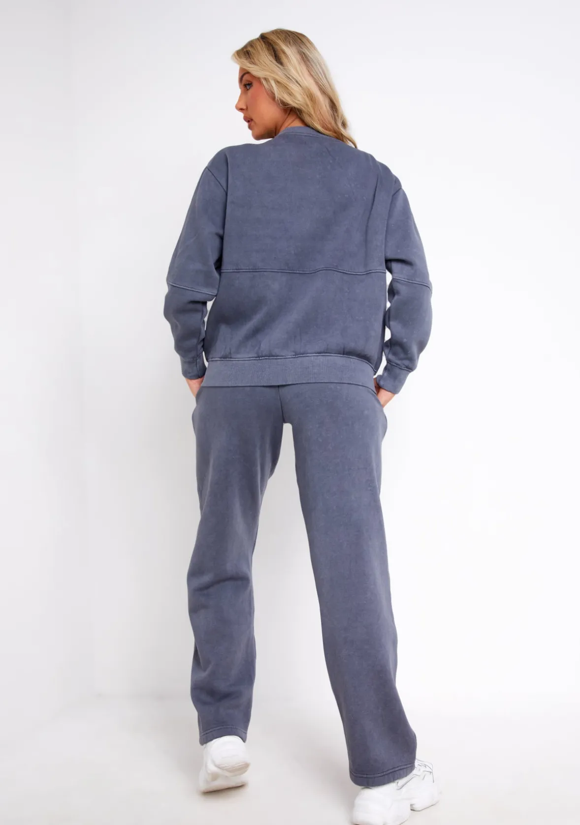 Bailey Washed Charcoal Seam Detail Wide Leg Joggers