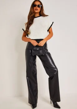 Beatrix White & Black Cropped Knitted Jumper Vest
