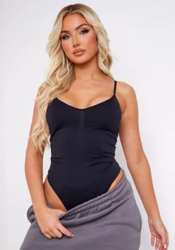 Beckah Black Seamless Strappy Bodysuit