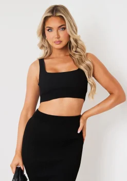 Bella Black Rib Knit Bralet