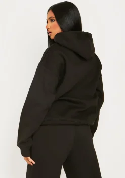 Bella Black Ski Paradise Embroidered Oversized Hoodie