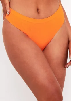 Bella Orange Seamless Ribbed Thong