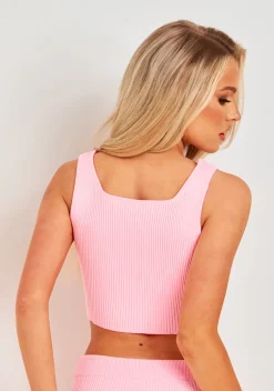 Bella Pink Rib Knit Bralet