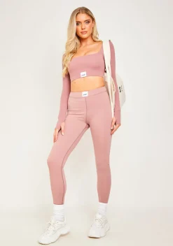 Bella Rose Missy Sport Tab Logo Thick Gym Leggings