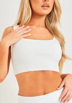 Bella White Rib Knit Bralet