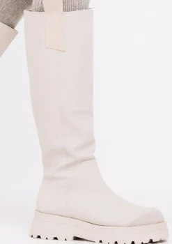 Beth Beige Knee High Wellie Boots